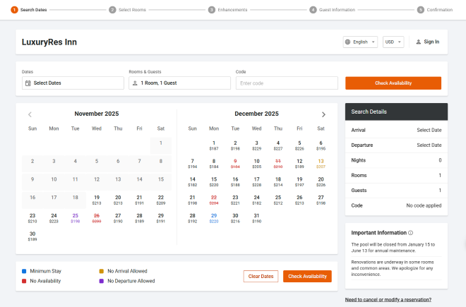 LuxuryRes Advanced Booking Engine